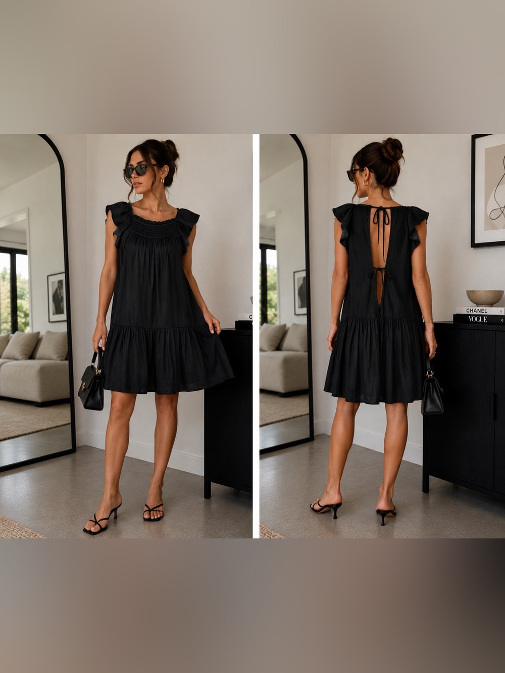 Free People Intimately Want Your Love Mini Dress Black Open Back XS